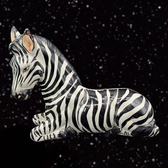 Zebra Accents Italian Ceramic Whimsical Zebra Figurine Made In